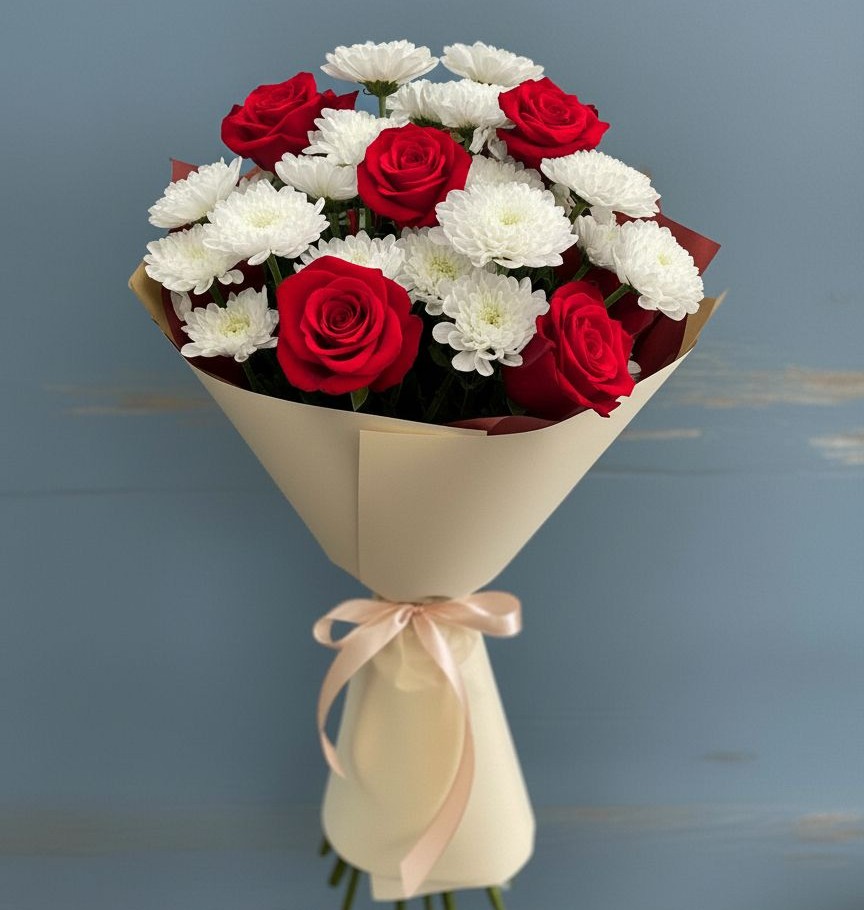 Букет цветов из: Розы и Хризантемы в Ухолово