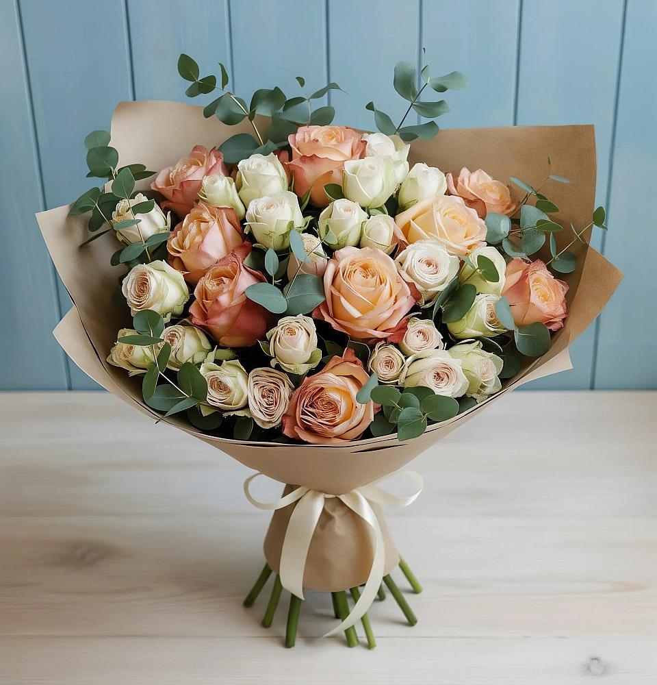 Букет цветов из: Альстромерии и Розы в Ухолово