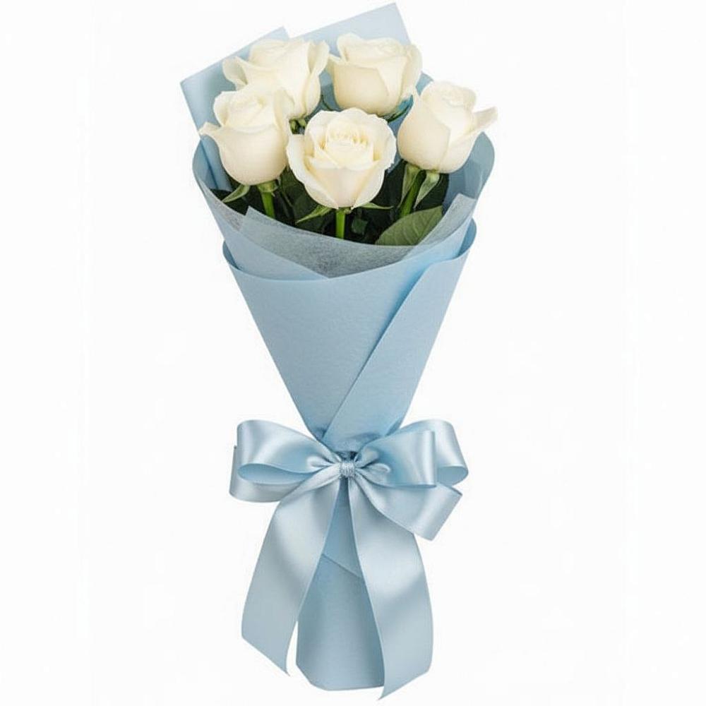 Букет 5 Белых роз Проуд в Ухолово