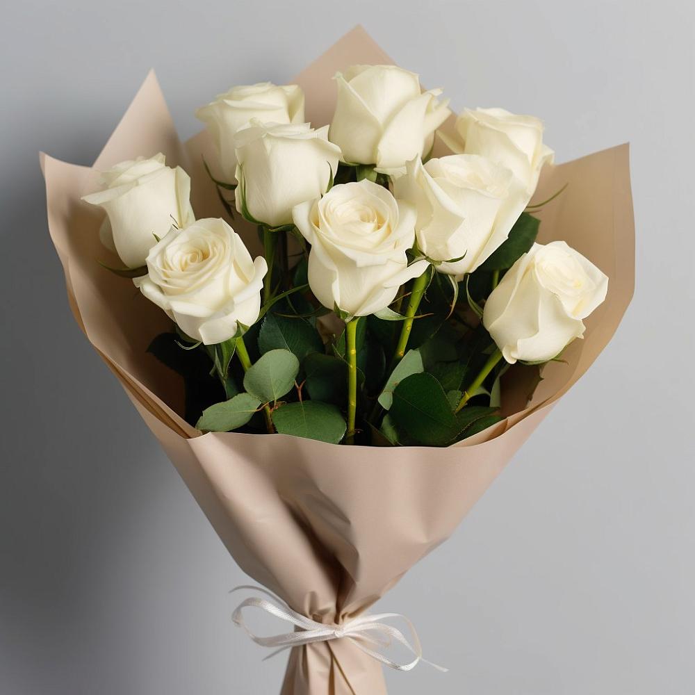 Букет 9 Белых роз Эдлесс Лав в Ухолово