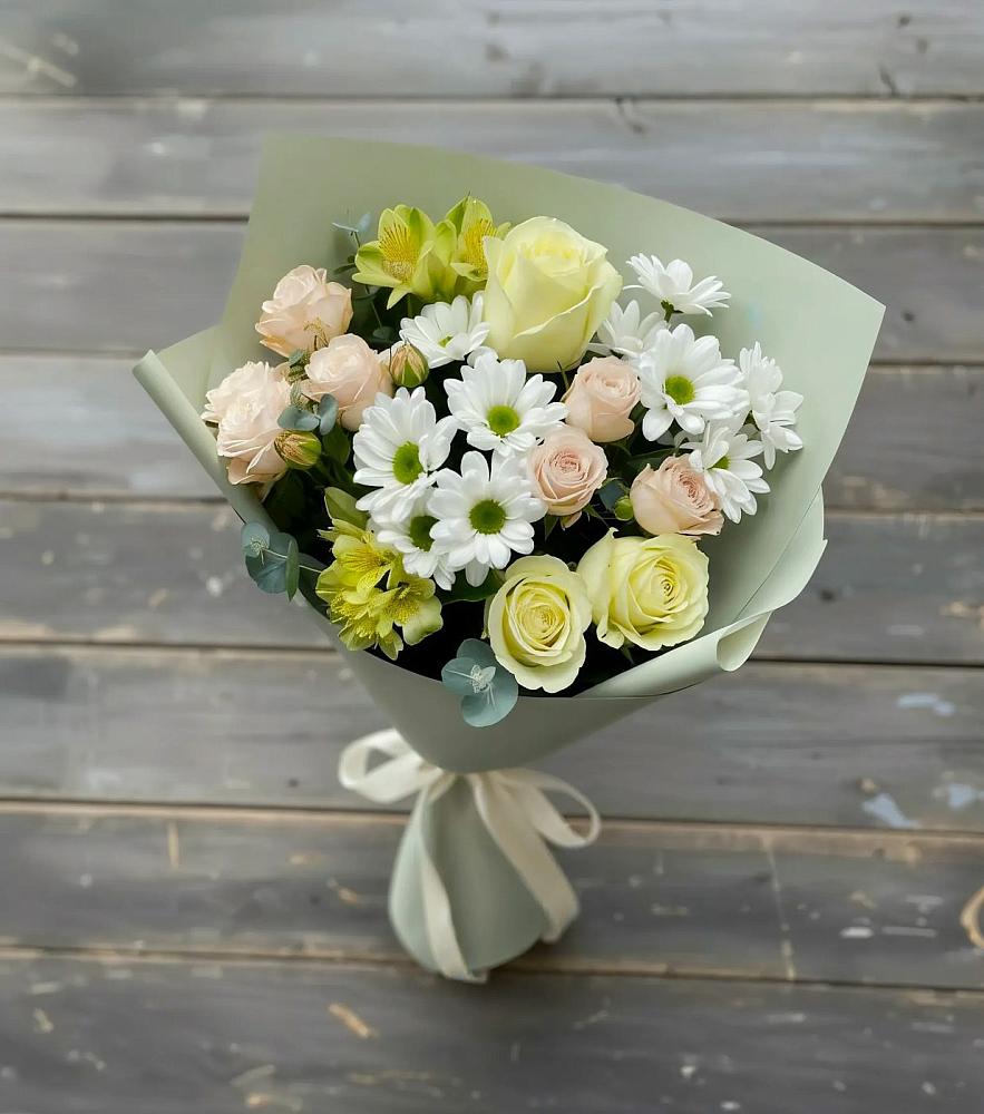 Букет цветов из: Альстромерии, Розы и Хризантемы в Ухолово