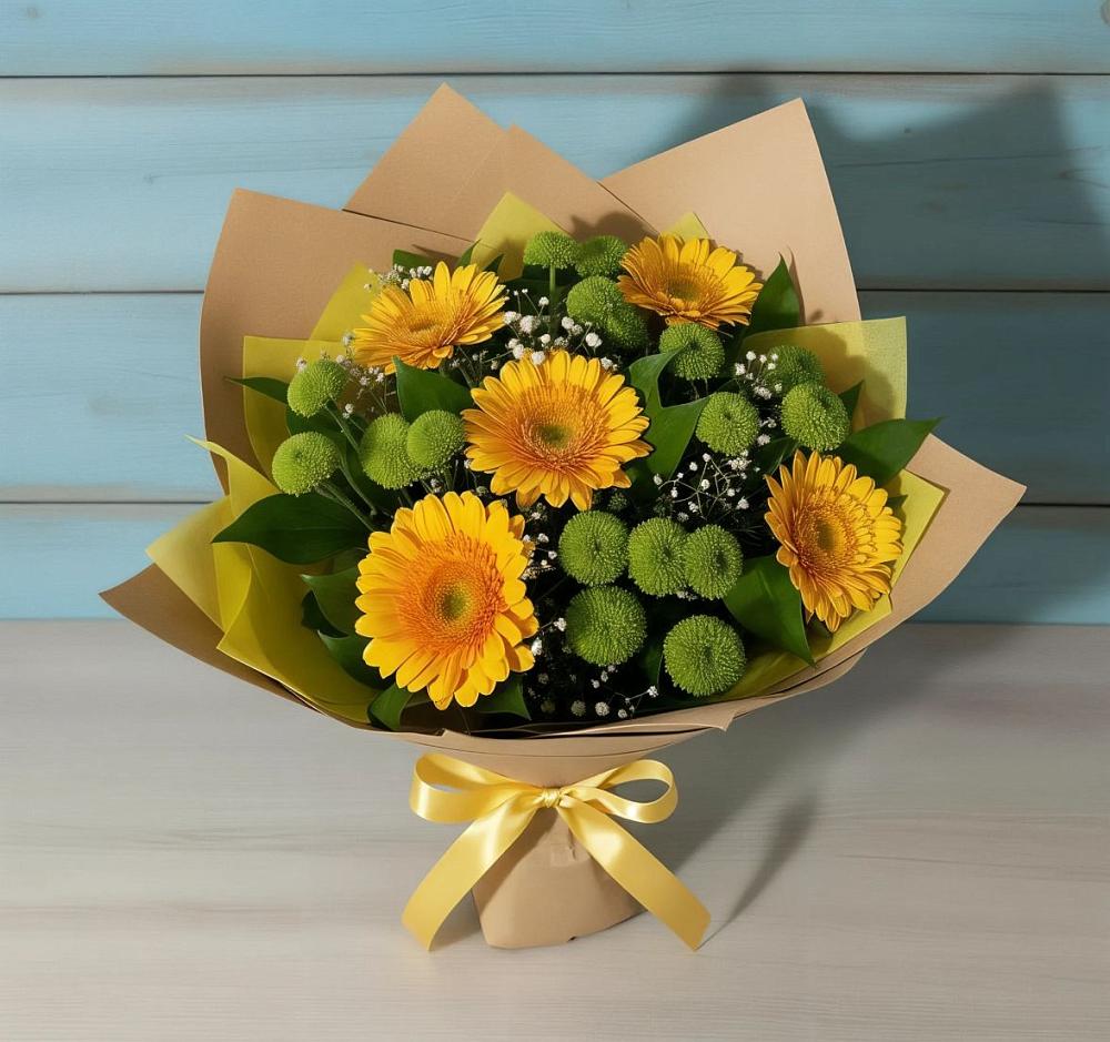 Букет цветов из: Герберы и Хризантемы в Ухолово