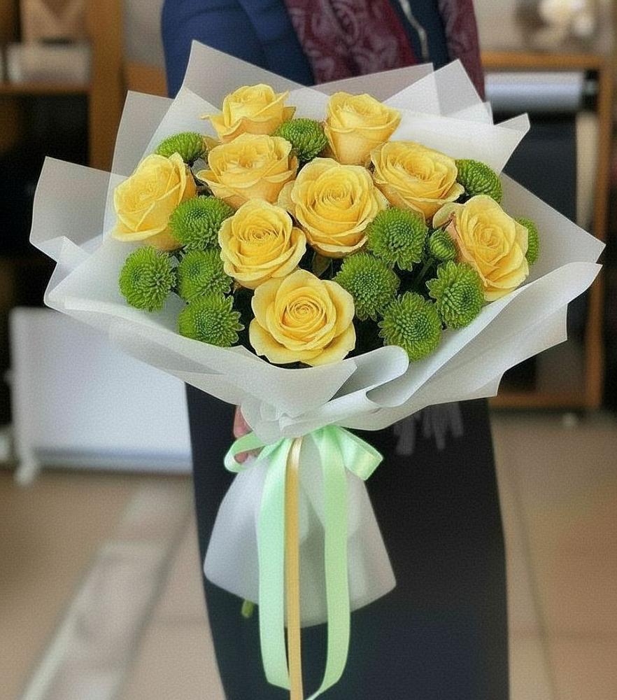 Букет цветов из: Хризантемы и Розы в Ухолово