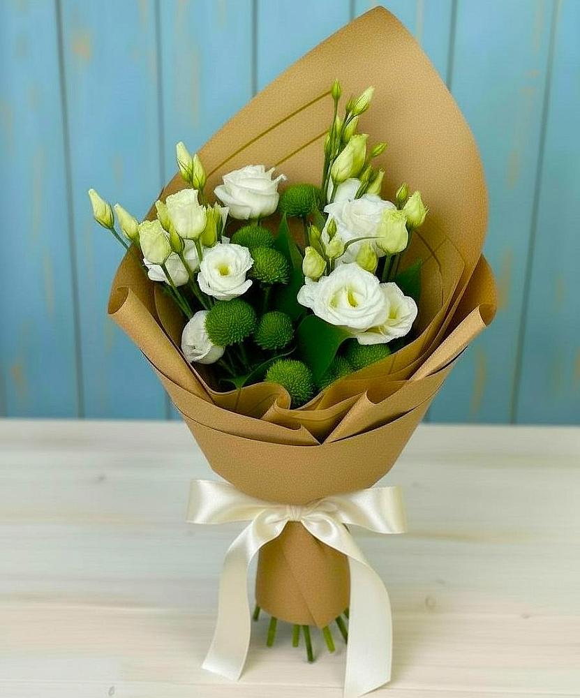 Букет цветов из: Хризантемы и Лизиантусы в Ухолово