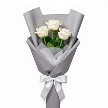 Букет 3 белые розы в Ухолово
