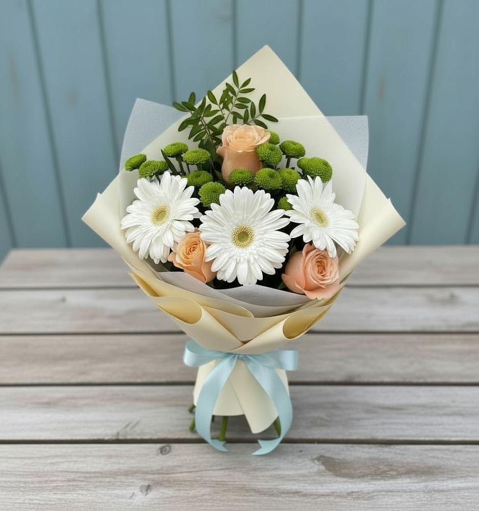 Букет цветов из: Герберы, Розы и Хризантемы в Ухолово