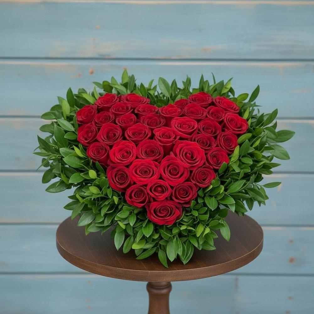 Цветочная композиция из Розы в виде сердца в Ухолово