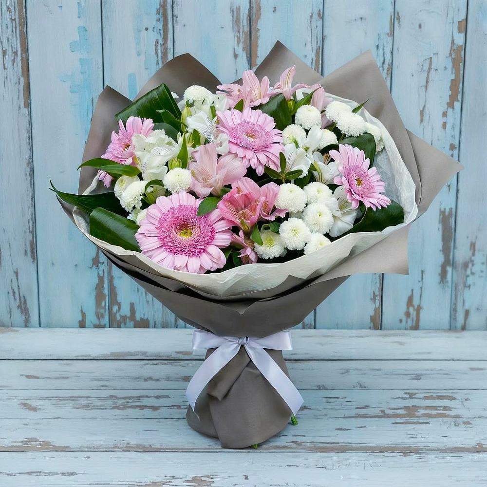 Букет цветов из: Герберы, Альстромерии и Хризантемы в Ухолово