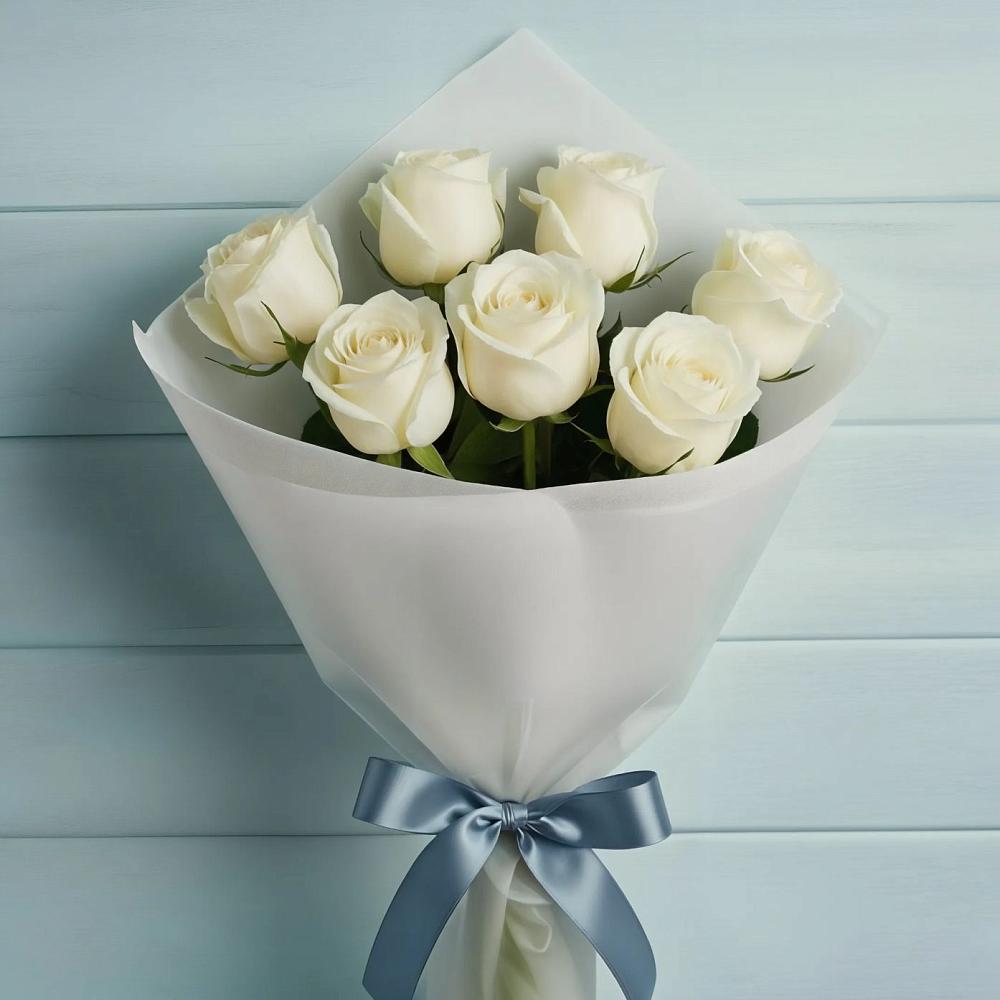 Букет 7 Белых роз Эдлесс Лав в Ухолово